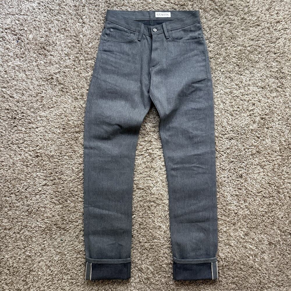 NWOT Gustin California Slim Raw Selvedge Denim Jeans Men’s Size 31 - Grey / Gray